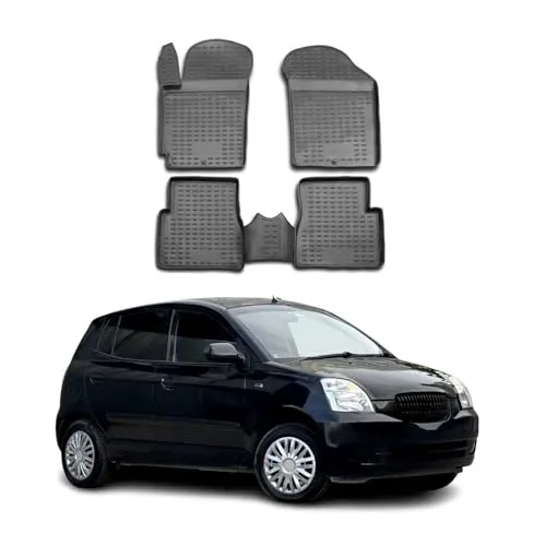 OMAC Auto-Fußmatten für Kia Picanto 2004-2011 - Hochwertige 4-teilige TPE-Automatten, wasserdicht und rutschfest, bieten perfekten Schutz und einfache Reinigung für Ihr Fahrzeug.