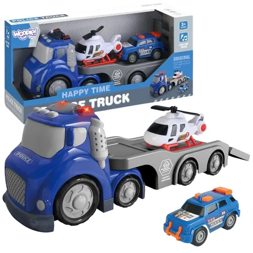 WOOPIE Blauer Polizei-Abschleppwagen City Truck Sound- und Lichteffekte