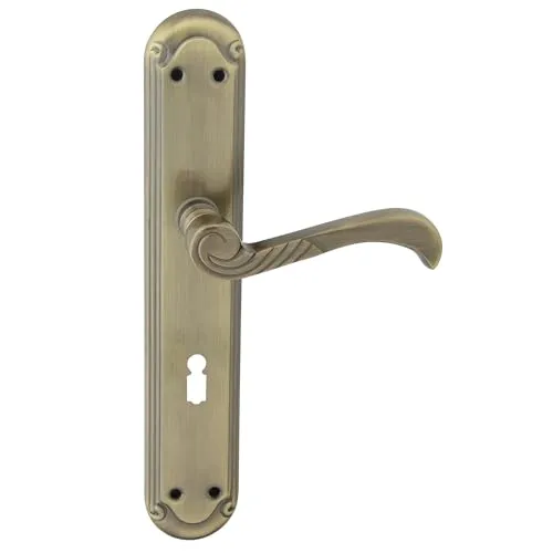 domino Türgriff 72 Drückergarnitur BB-Buntbart Set Langschildgarnitur Türklinke für Zimmertür, Kellertür & Innentür L-Form Türbeschläge aus Aluminium Bronze Türdrückergarnitur CASABLANKA M3