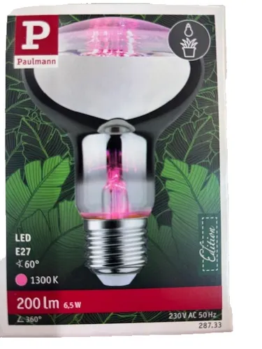 Paulmann LED-Pflanzenlampe Wachstum 230V E27 6.5W Bernstein - Energiesparlampe für Pflanzenwachstum, fördert durch spezielles Farbspektrum das Wachstum im Innenbereich, ideal für Urban Jungle Pflanzenleuchten.