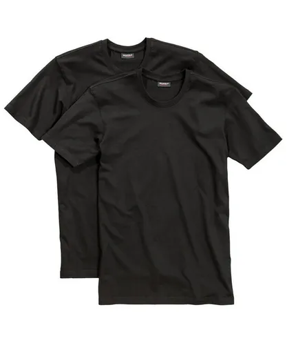 Redfield Rundhalsshirt Doppelpack in Schwarz - Rundhalsshirts für Herren im praktischen Doppelpack. Aus hautsympathischer, weicher Baumwolle mit elastischem Kragen für optimalen Tragekomfort. Ideal als Alltags- oder Unterhemd.
