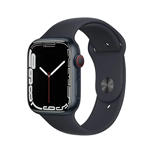 Apple Watch Series 7 (GPS + Zellular, 45MM) Aluminiumgehäuse Mitternacht mit Mitternacht Sportarmband (Generalüberholt)