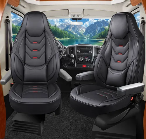 BREMER SITZBEZÜGE Autositzbezug für Pilote Atlas (LT1) - 2-tlg. Set in Schwarz - Hochwertige Sitzbezüge aus Kunstleder und Mikrofaser für Ford Transit. Schützen Sie Ihre Sitze effektiv und sorgen Sie für stilvolle Akzente im Innenraum. Inklusive Montageanleitung.