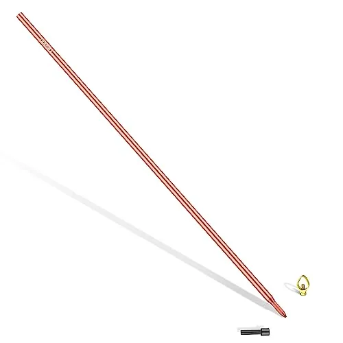 Nucraft Tiefenerder Erder Erdung Staberder Ø20mm Kohlenstoffstahl,0.2MM Rotkupfer Beschichtung mit Klemme SET 1M 3M 4M Zusammensetzung (SET 1M Ø20 1x1000mm)