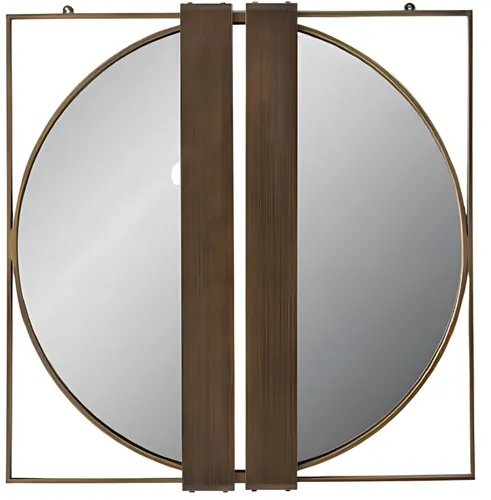Stilvoller Runder Wandspiegel mit Designer Metalleinsätzen - Moderner Wandspiegel mit elegantem Metallrahmen in Gold. Ideal für Badezimmer, Schlafzimmer oder Wohnzimmer. Verleiht jedem Raum einen Hauch von Luxus.