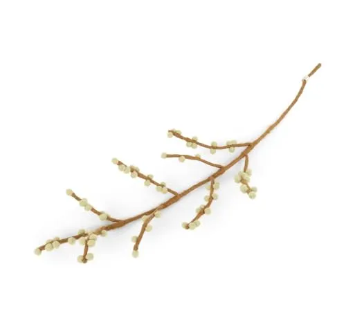 Gry & Sif Handgemacht & Fairtrade-Zertifiziert Stilvolles dänisches Design x Napali Kunsthandwerker | Zweige mit hellgelbe beeren aus Filz - Künstliche Blumen für Wohnzimmerdekoration | hellgelb