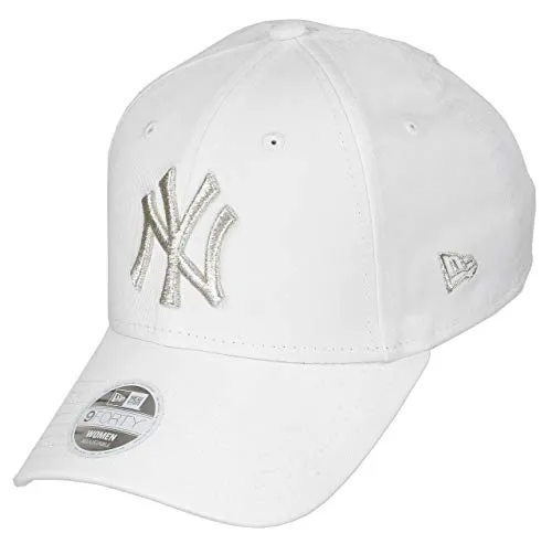 New Era New York Yankees 9Forty Adjustable Women Cap - Basic Edition - White/Silver - One-Size - Stylische Baseball Cap für Damen mit verstellbarem Strapback, perfekt für sportliche Outfits oder Freizeitaktivitäten.