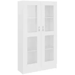 furnicato Vitrinenschrank Weiß, 4 Fächer, 150 cm
