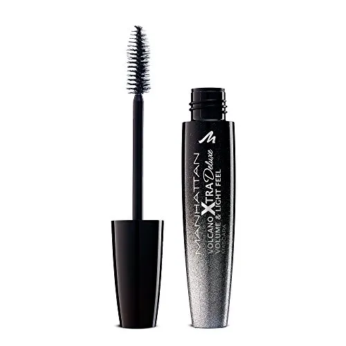 Manhattan Volcano Xtra Deluxe Volume and Light Feel Mascara, Wimperntusche für voluminöse, intensiv schwarze Wimpern ohne Schweregefühl, Farbe Deep Black 1010Z, 1 x 10ml