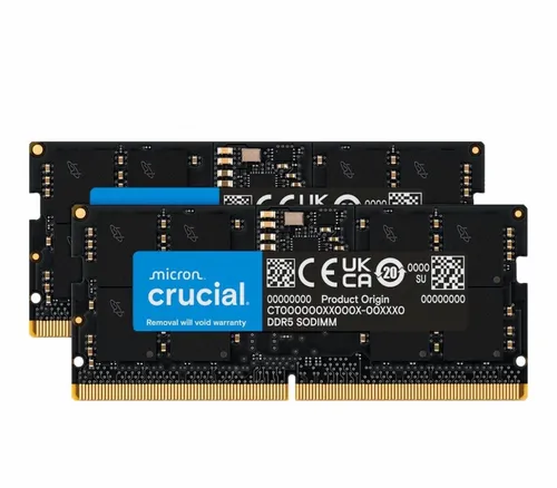 Crucial 64GB Kit 2x32GB DDR5-5600 CL46 SO-DIMM - Hochleistungs-Arbeitsspeicher, ideal für Gaming und anspruchsvolle Anwendungen