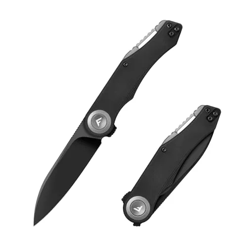FLISSA Taschenmesser Klappmesser D2 Edelstahl mit Titanbeschichtung