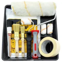 12-tlg. Malerset mit Farbrolle und Pinsel