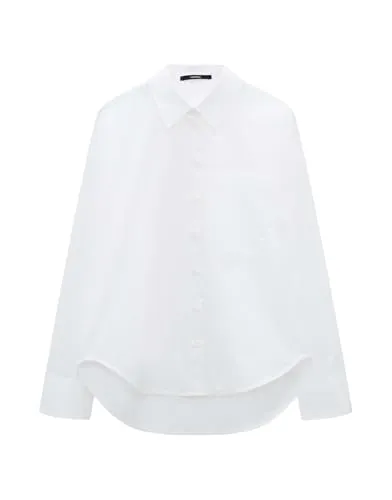 someday Damen Langarmbluse ZAMILLA | Loose Baumwollpoppelin in White, Größe 38