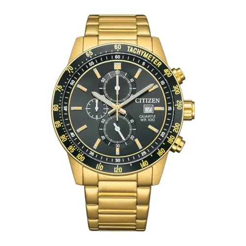 Citizen Watch AN3682-54E - Elegante Herrenuhr - Armbanduhren für Herren mit Edelstahl-Gehäuse, Kalenderfunktion, Stoppuhr und Wasserdichtigkeit bis 10 bar. Inklusive Geschenkbox und 2 Jahre Garantie.