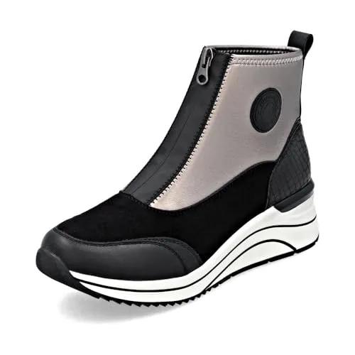 Remonte Damen Stiefelette D0T78 in Grau, Weite H mit Reißverschluss - Wanderschuhe für Damen, ideal für kräftigere Füße mit praktischem Reißverschluss und rutschfester PU-Sohle – Ihr stilvoller Begleiter für den Herbst!