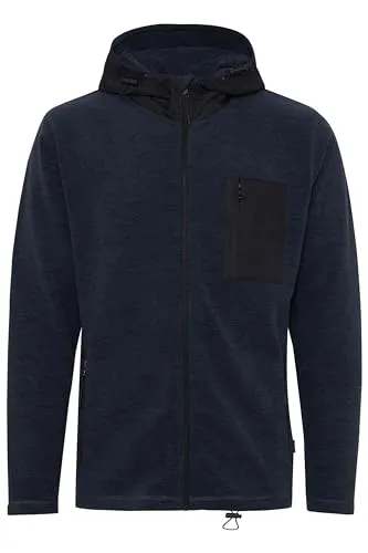 Indicode Wilmot Herren Fleecejacke Sweatjacke Jacke mit Kapuze, Größe:L, Farbe:Navy Mix (420)