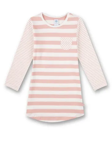 Sanetta Mädchen Nachthemd, Silver Pink, Größe 104 - Nachthemd für Mädchen aus weichem Baumwoll-Single Jersey, mit schickem Ringelprint und aufgesetzter Brusttasche, ideal für gemütliche Nächte.