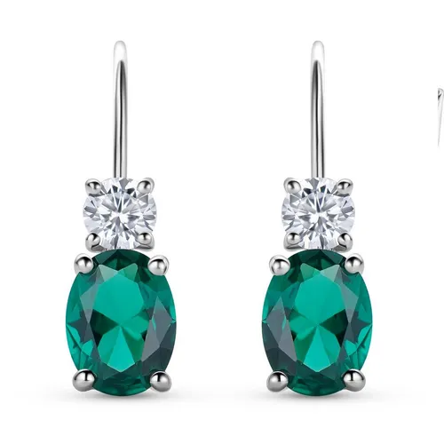 Miore Paar Ohrhänger SAS006E - 925 Sterling Silber mit Smaragden 2 Kt & Zirkonia 0.9 Kt, Ohrringe für Damen in Echtsilber