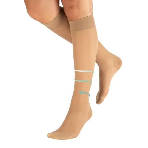 CALZITALY PACK 1/2 Kniestrümpfe mit Abgestufter Kompression, Kompressionsstrümpfe Unisex, 70 DEN, 10-14 mm/Hg | Made in Italy (Hautfarbe, XS/S)