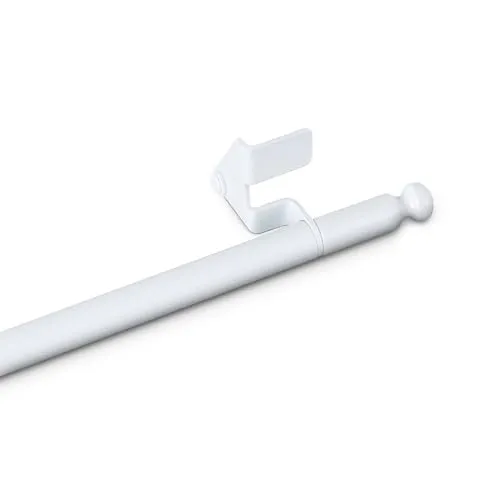 Bestlivings Klemmstange 30-40 cm, ausdrehbar/ausziehbar (Ø8/10mm) Montage ohne Schrauben, Bohren, Kleben - Metall - Gardinenstange in Weiß zum klemmen (Fit Ball)