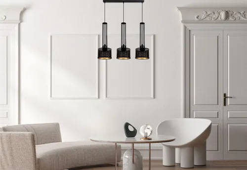 Elegante 3-flammige Hängelampe Metall E27 in Schwarz-Gold - Industrielle Pendelleuchte für den Innenbereich, ideal für Esstische. Mit 3 Lichtern sorgt sie für stimmungsvolle Beleuchtung und setzt stilvolle Akzente in jedem Raum.