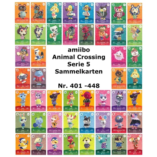 Nintendo amiibo Animal Crossing Sammelkarten Nr. 401 - 448 Serie 5 zur Auswahl
