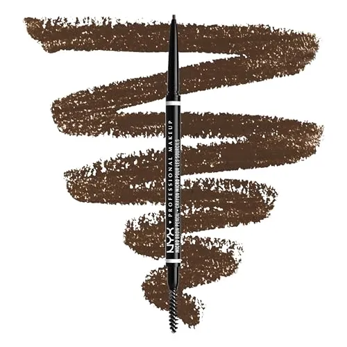 NYX Professional Makeup Augenbrauenstift, Micro Brow Pencil, Beidseitig mit ausdrehbarem Augenbrauenstift und Bürstchen, Vegane Formel, Farbton: Brunette