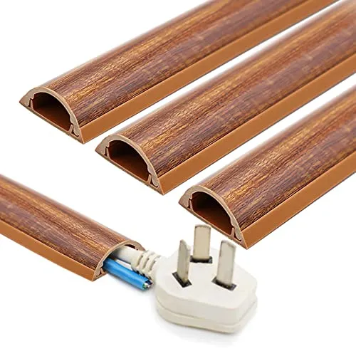 INCETUE Kabelkanal holzoptik für Boden, Kabelkanäle flach selbstklebend, Kabelabdeckung halbrund zum unterputz Kabels, PVC Kabelleiste fußboden 3x1.2x30cm x 13Stk. - Dunkelbraun