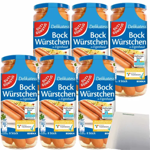 Gut&Günstig Bockwürstchen in Eigenhaut Spitzenqualität 48 Stück 6x720g usy Block