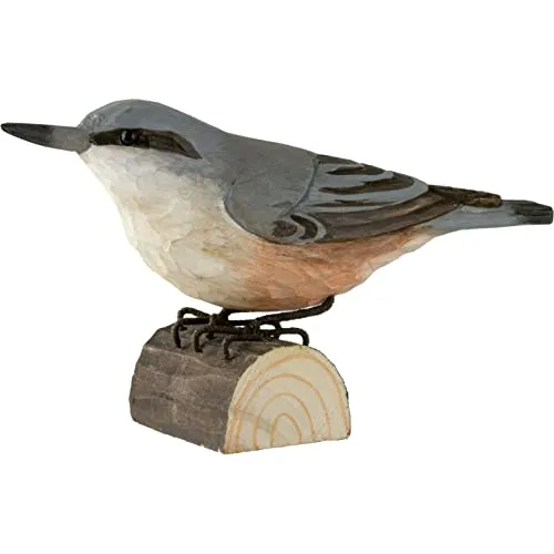 WILDLIFEGARDEN DecoBird Kleiber - Handgeschnitzter Holzvogel - Futterstationen für Wildvögel, handgeschnitzt aus Lindenholz und umweltfreundlich bemalt, ideal für Vogelliebhaber und Naturliebhaber.