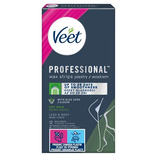 Veet Professional plastry z woskiem skóra sucha 12szt (P1) Veet 8410104511340