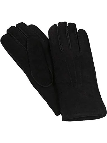 Harrys-Collection Unisex Lammfell Handschuhe handgenäht, schwarz, XL
