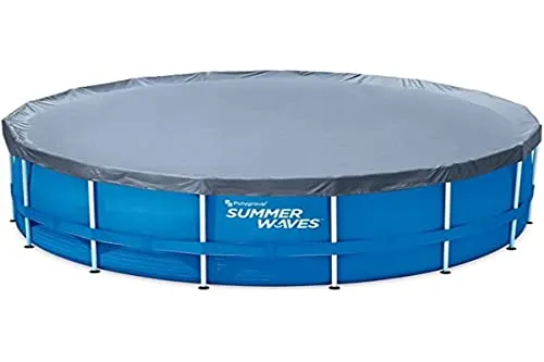 Summer Waves Abdeckplane für Hors-Sol Tubular Pool, 4,57 m – Klappe für Rundpool – Schutz 4 Jahreszeiten – Barriere gegen Pflanzen, Algen und Insekten – hält die Temperatur