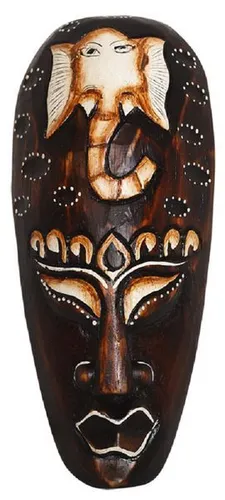 Maske bemalt 20 cm, Holz-Maske aus Bali, Wandmaske, Dekoration aus Afrika