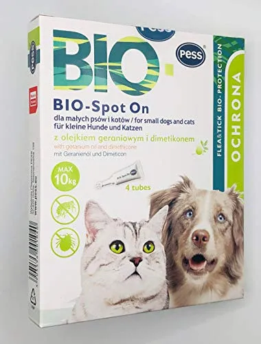 BIO-Spot On 4 Pipetten I Natürliches Mittel gegen Zecken und Flöhe I Zeckenschutz für Hunde und Katzen auf Biologischer Basis für kleine Hunde und Katzen
