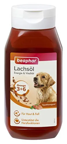 BEAPHAR Lachsöl für Hunde und Katzen - Energie und Vitalität, ideal für BARF-Ernährung, unterstützt Herz, Haut und Fell mit Omega-3 und Omega-6