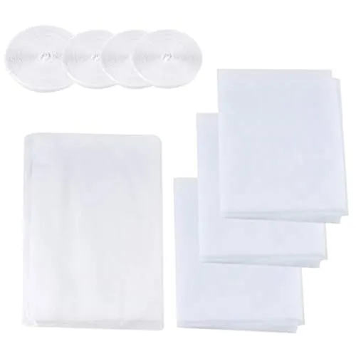 Surplex 4 Stück Fliegengitter für Fenster Fliegennetz Insektenschutz Fenster, Durchsichtig Zuschneidbar Mückenschutz Insektenschutz ohne Bohren, mit 3 Rollen Selbstklebeband, 1.3x1.5m, 2x1.5m