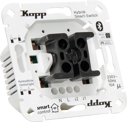 Kopp Smart-Control Hybrid-Smart Switch zur Rollladen-, Jalousien- u. Markisensteuerung mit Wippenaufnahme für Kopp & versch. Schalterhersteller, Amazon Alexa, Google Home, 833304018
