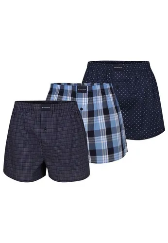 TOM TAILOR Boxershorts TOM TAILOR Herren Boxershort blau kariert 3er Pack (3-St)