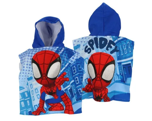 Spiderman Poncho Spiderman Mikrofaser Poncho für Kinder 100x55cm