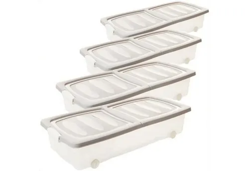 Centi Unterbettkommode LAHN 80x40x17cm – 32L (4er-Set), Unterbettkommode mit Rollen