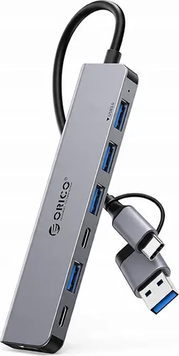 Orico YSA7-U3 USB-A/USB-C 7-Port Dockingstation Grau