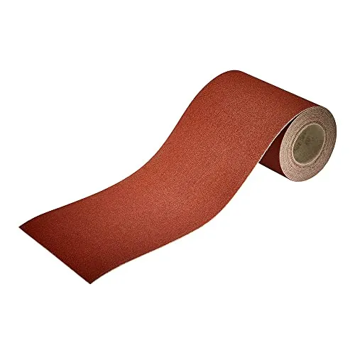 wolfcraft Haft-Schleifpapierrolle 4m x 115mm - Korn 120, ideal für Holz und Metall, einfach wechselbar und universell zuschneidbar