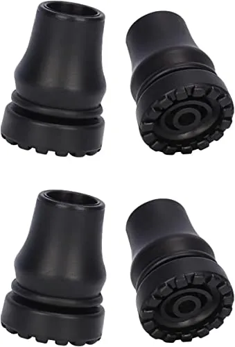 supregear Gehstock Gummipuffer 19 mm (4 stück), Rutschfeste Gehstock Gummifuß, Gummipuffer für Wanderstöcke, Walking Stöcke Gummipuffer, Gummispitzen für Wanderstöcke, Schwarz