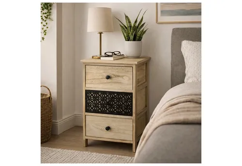 HTI-Living Kommode Melia mit 3 Schubladen in Schwarz-Artisaneiche