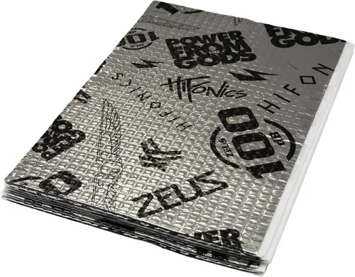 Hifonics Zeus 100dB Alu Butyl Set – Schalldämmung für perfekten Klang - 8 selbstklebende Matten (250 x 370 mm) aus Aluminium Butyl für universelle Anwendung. Ideal für Armaturenbrett, Türen und mehr – für eine spürbare Geräuschreduzierung.