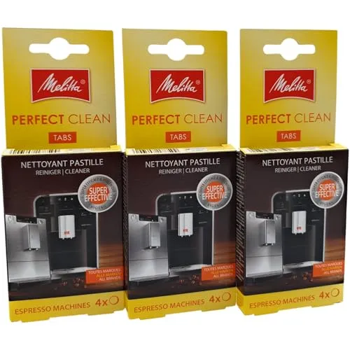 NaschLager Reinigungstabs Kaffeevollautomat und Espressomaschine, kompatibel mit Melitta, 3er Set 3x4 Tabs 12 Stück, entfernt Kaffeeöle und Fette, silbern, einzeln verpackt, Artikelnummer 6762481