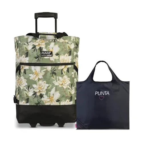 Punta Wheel Einkaufstrolley Unisex – 33L, 50x36x20 cm (Blumen olivgrün)