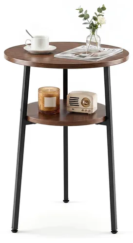 COSTWAY Rund Couchtisch Ø39 cm – Moderner Beistelltisch mit 2 Ebenen