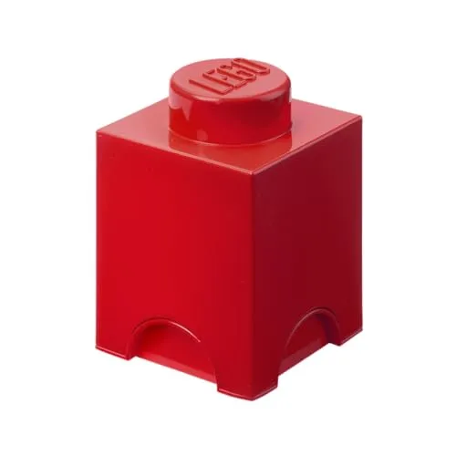 LEGO Aufbewahrungsstein, 1 Noppe, Stapelbare Aufbewahrungsbox, 1,2 l, rot